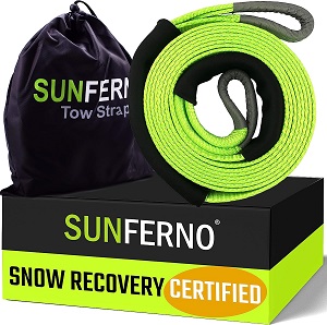 Sunferno Recovery Tow Strap 35000lb Recover Your Vehicle Stuck in Mud and Snow