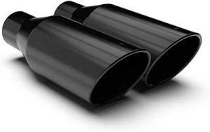 Black Powder Coated Rolled Angle Cut Universal Exhaust Tips