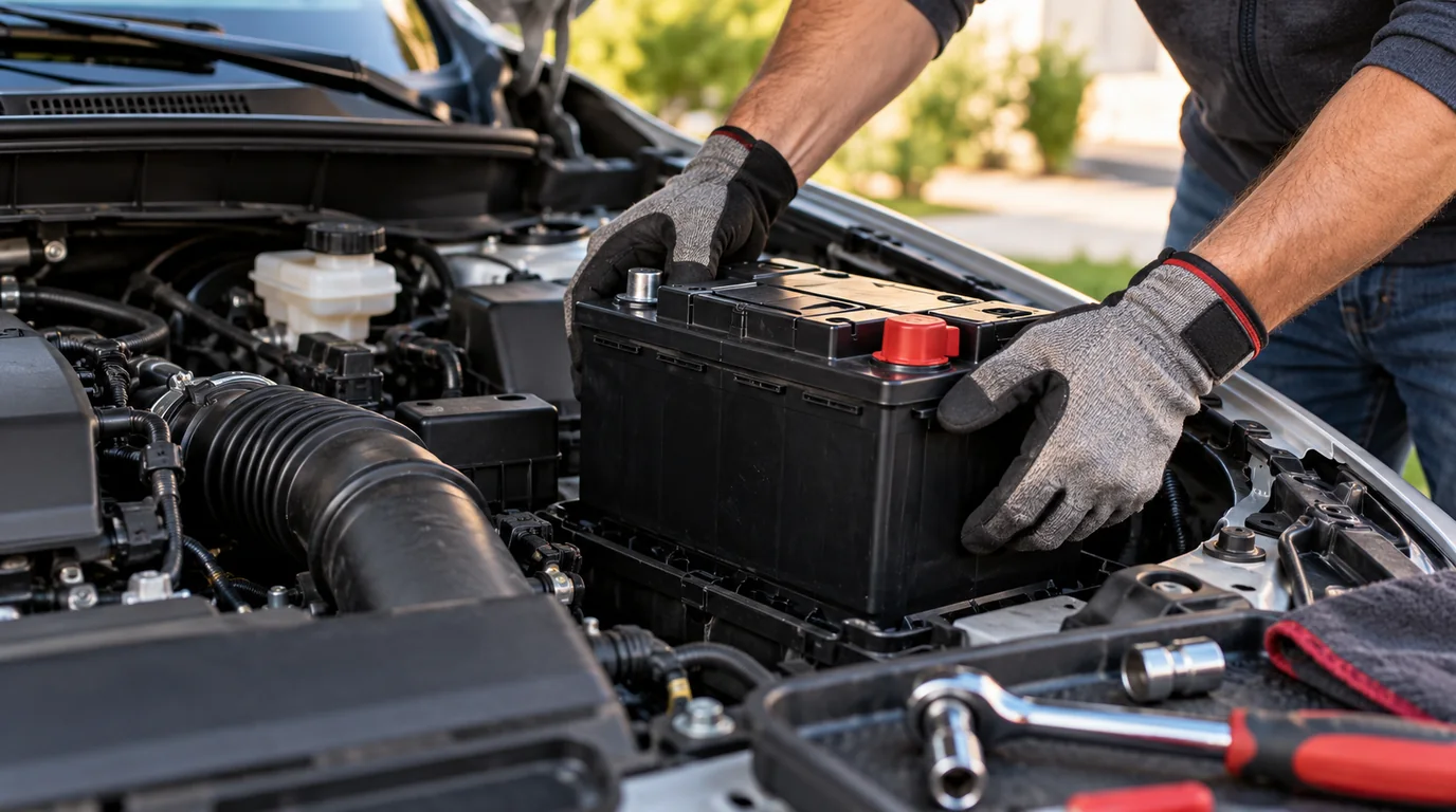 Safely replacing a car battery under the hood