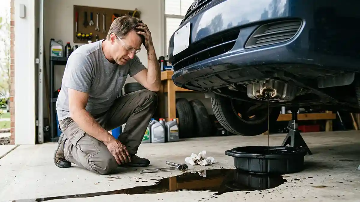 forgetting to tighten oil drain plug diy