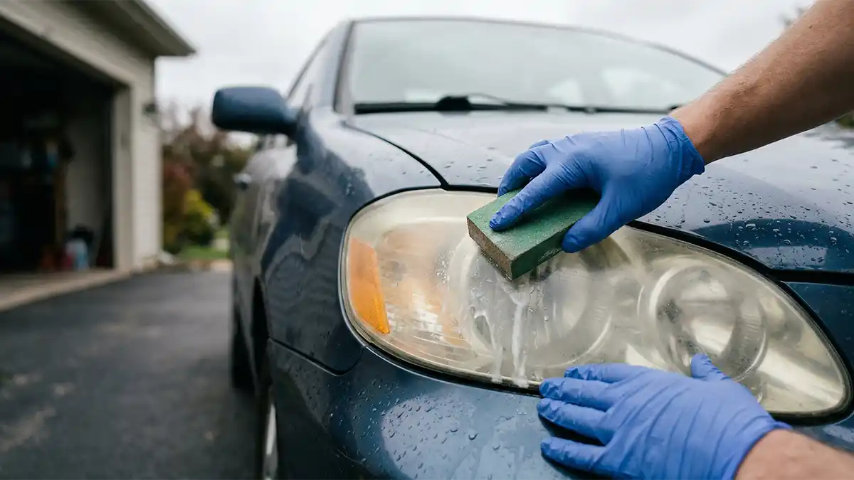 how to clean car headlights cloudy diy